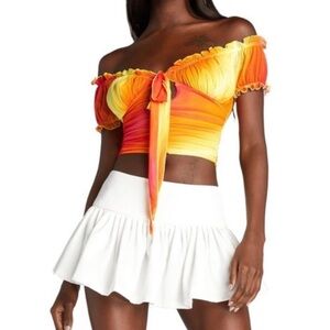 I.AM.GIA Orange and Yellow Tie Dye Hali Tie Front Top